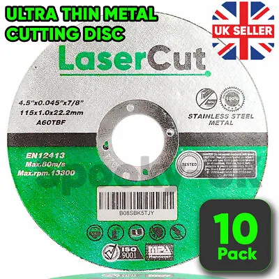 10  X ULTRA THIN METAL CUTTING SLITTING DISCS 115mm 4.5 INCH FOR ANGLE GRINDER • £6.99