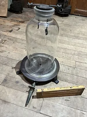 Antique Scientific Vacuum Bell Jar /Base Electric Early Experiment 1890s Science • $420
