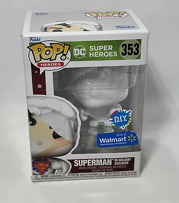 Funko Pop DC Super Heroes #353  Superman In Holiday Sweater  D.I.Y. - New • $11.29