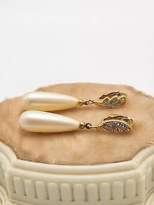 Givenchy Goldtone Faux Pearl Dangles Clip Earrings • $18.99