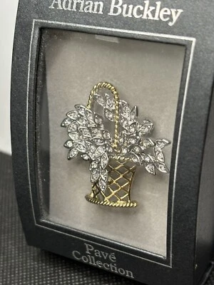 £0.99 • Buy Adrian Buckley Gold Tone Pave Crystal Flower Basket Brooch New.   D1