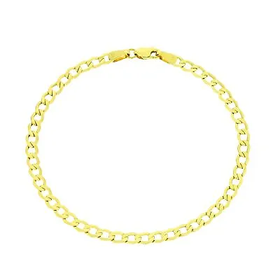 10K Yellow Gold 3.5mm Cuban Link Curb Chain Bracelet Anklet Mens Women 7  8  9  • $65.99