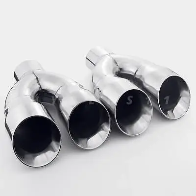 Quad 3  Out 2.25  Inlet Dual Wall Angle Cut Exhaust Tips For BMW E46 M3 01-06 • $146.97