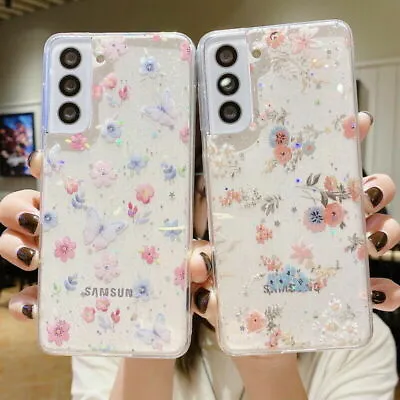 For Samsung S22 21Ultra S20FE A12 A32 Flower Clear Bling Silicone Case Cover • $8.79