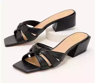 Vince Camuto Leather Heeled Mule Sandals - Selaries=Black-7.5M A594318 NEW • $33.99