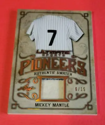 MICKEY MANTLE GAME USED JERSEY CARD #d6/15 2019 LEAF ULTIMATE NEW YORK YANKEES • $199.95
