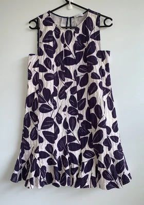 $10 • Buy Scanlan Theodore Womens Size 8-10 Dress, Mini White Purple Floral Crew Neck