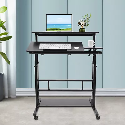 Mobile Computer Desk Rolling Laptop Table Stand Home Office Workstation W/ Wheel • $66.49