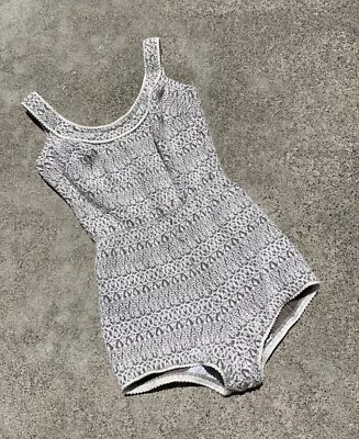 Vintage 60s Catalina Scoop Neck Bathing Suit Jacquard Knit Wool One Piece Small • $44.99