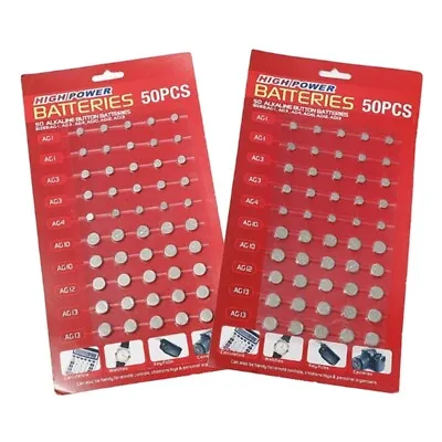 100pcs/lot Mixed Button Battery Watch Calculator Batteries AG1/3/4/10/12/13 • $18.96