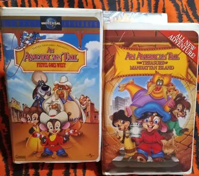 AN AMERICAN TAIL The Treasure Of Manhattan Island & Fievel Goes West VHS Lot VG+ • $8.88