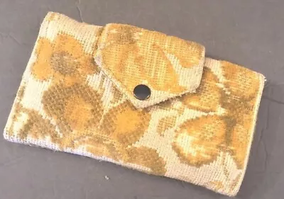 Vintage Wallet Tapestry Carpet Bag Yellow White Floral Trifold 60s Leather Retro • $20.66