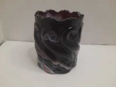 Vintage Amethyst Slag Toothpick Holder LG Wright Repeat-S Pattern Sawtooth Rim • $20