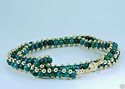 Genuine Eilat Stone Beaded Necklace 14k Gold Clasp . ! High Quality Jewelry • $310