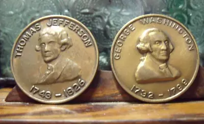 George Washington & Thomas Jefferson Mount Vernon Virginia Medals High Relief • $4.50