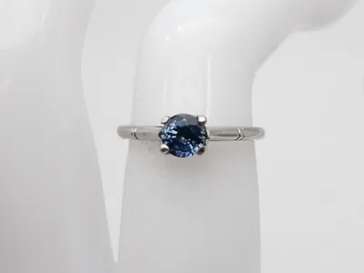 Antique 1920s Signed $3000 .75ct Ceylon BLUE Sapphire Platinum Wedding Ring • $675