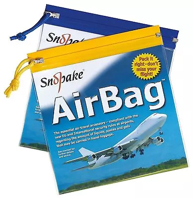 Snopake Airport Bag Clear Transparent Plastic Zip Air Bag Flight Bag Pack 5 X 2 • £9.45