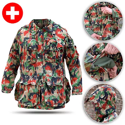 Original Swiss M70 Camo Field Jacket Surplus Alpentarn Alpenflage Coat Parka • $36.11