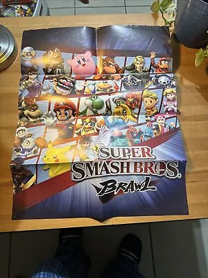 2008 Official Super Smash Bros. Brawl Mario 2 Sided Poster Nintendo Wii RARE • $28