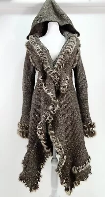 Vtg Fur Knit Wool Sweater Swing Coat Whimsical Shabby Chic Fairy Forest Elf Core • $125