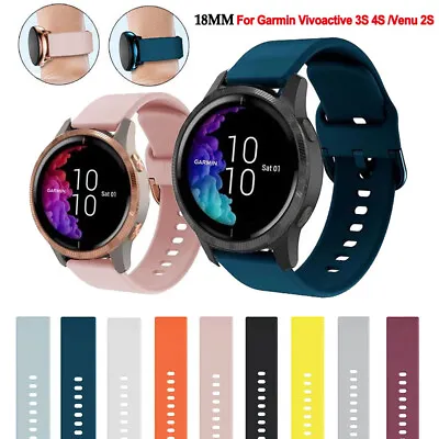 $9.99 • Buy 18mm Soft Silicone Watch Band Strap For Garmin Vivoactive 4S Vivomove 3S Venu 2S