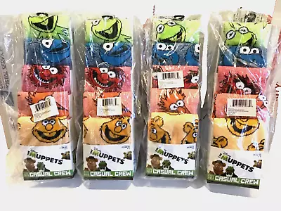 4 SETS Disney/Muppet Show Kermit Gonzo Animal Beaker Fozzie 5-Pack Crew Sock Lot • £50.77