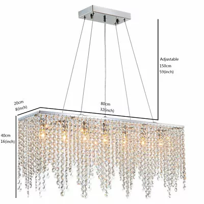 Modern Rectangular Raindrop Crystal Chandelier Light Ceiling Light Pendant Lamp • $59.57