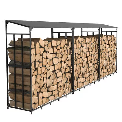 Heavy Duty Firewood Log Rack Large Storage Holder Shed Rack Outdoor Garden Yard • £119.91