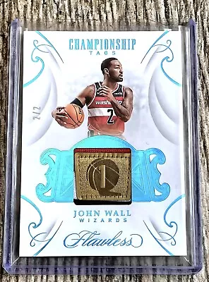 2018-2019 Panini Flawless John Wall Champion Tag Gameworn Patch Blueholo 2/2=1/1 • $315