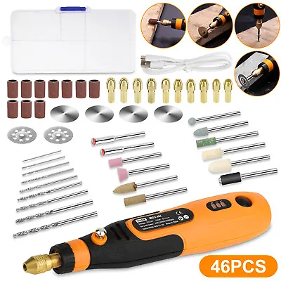 Cordless Grinder Rotary Tool Kit Battery Powered 3 Speeds With 46Pcs Accessories • $22.48