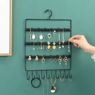 Wall Earring Jewelry Organizer Hanging Holder Necklace Display Stand • £7.82