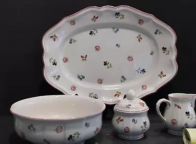 Villeroy & Boch Petite Fleur 4 Serving Pieces 14  Platter Veg Bowl Creamer S • $84.15