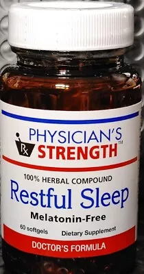 PHYSICIAN'S STRENGTH-RESTFUL SLEEP 60 Capsules 100% HERBAL Melatonin-Free • $47.50