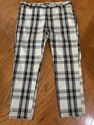 Elwood Plaid Pants Mens Size 34 X 26 Cotton Slim Fit Golf Trousers NWOT • $24.99