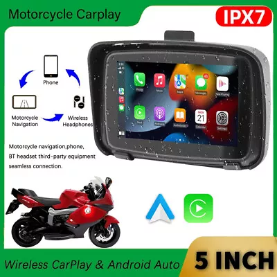 5Inch Moto GPS Navigation Motorcycle Carplay Mirror IPX7 Waterproof BT Navigator • $206.79