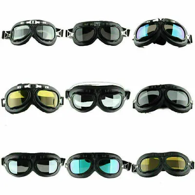 Retro Pilot Cruiser Goggles Vintage Eyewear Racing Scooter Motorcycle Motorbike • $14.07