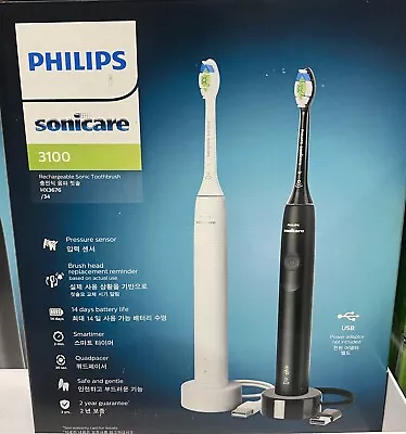 Philips Sonicare 3100 Range Black And White Bundle Pack Toothbrush HX3676/34 New • $150