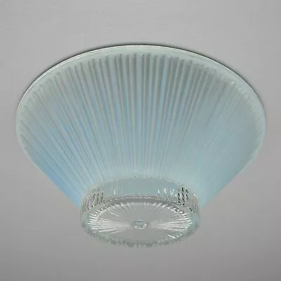 Vtg 10.5  Round Blue Frosted Ceiling Light Lamp Glass Fixture Shade  • $50