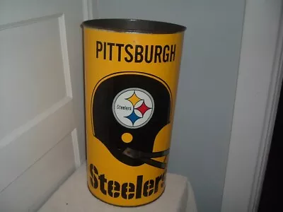 Vintage Pittsburgh Steelers 19” Yellow Trash Garbage Can Wastebasket 1970s Logo • $39.99