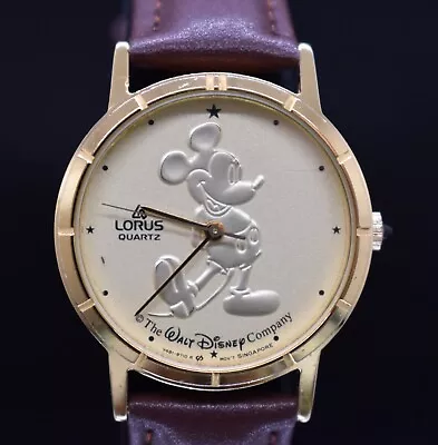 Vtg LORUS By SEIKO Disney Mickey Mouse Watch Womens Gold Dial NEW BATTERY & BAND • $34.40