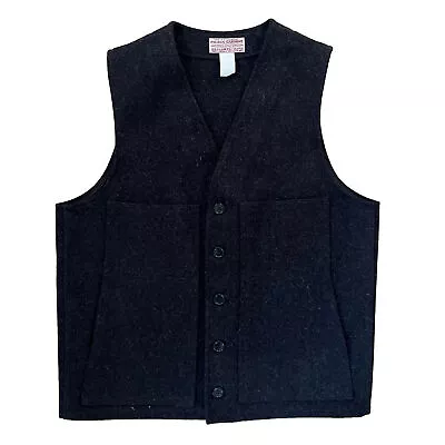 Vintage Filson Mackinaw Wool Vest 42 Black Made In USA Seattle Washington • $150