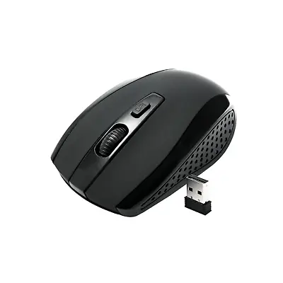 BLACK WIRELESS CORDLESS 2.4GHz MOUSE USB DONGLE OPTICAL SCROLL FOR PC LAPTOP MAC • £5.75