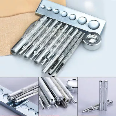 11Pcs For 6/7/8/9/12/15mm Cap Rivets Press Studs Jeans Button Die Punch Tool Set • £5.49