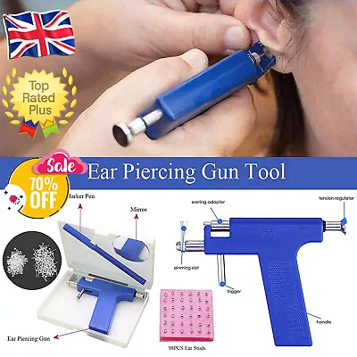 Ear Piercing Gun With 98pcs Studs Kits Tool Sets Ear Nose Body Piercing Blue UK • £4.49