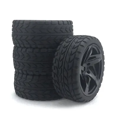 £12.59 • Buy 4pcs 1:10 RC Rubber Tyres&Wheel 12mm Hex For HPI HSP KYOSHO Tamiya On Road Car