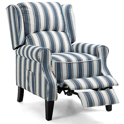 Recliner Sofa Armchair Fireside Push Back Recliner Chair W/ Footrest & Wood Legs • £179.95