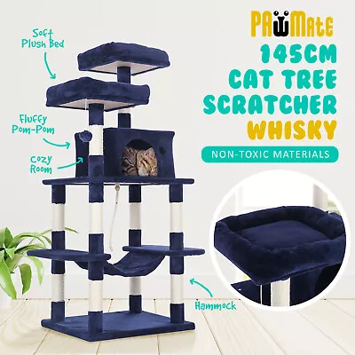 Cat Tree Scratching Post Scratcher Pole Sisal Furniture Condo House Tower 145cm • $69.90