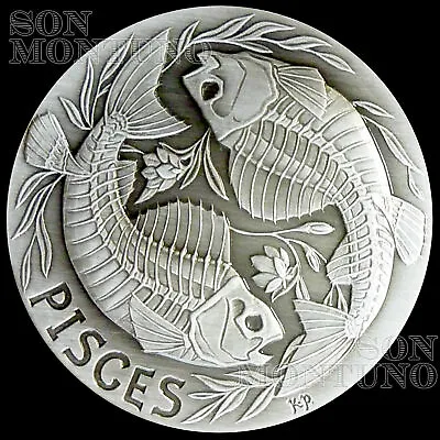 PISCES - #2 Skull Coins 2015 ZODIAC Memento Mori Series 1oz 999 SILVER Art Round • $88.20