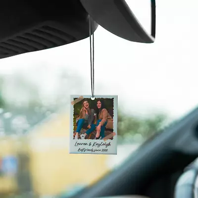 Personalised Photo Car Ornament Scrap Book Quirky Hanging Car Polaroid Any Image • £5.99