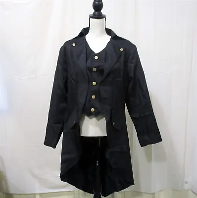 Men's Black Handmade Steampunk Tailcoat Jacket Gothic Victorian Coat Size M • $29.99